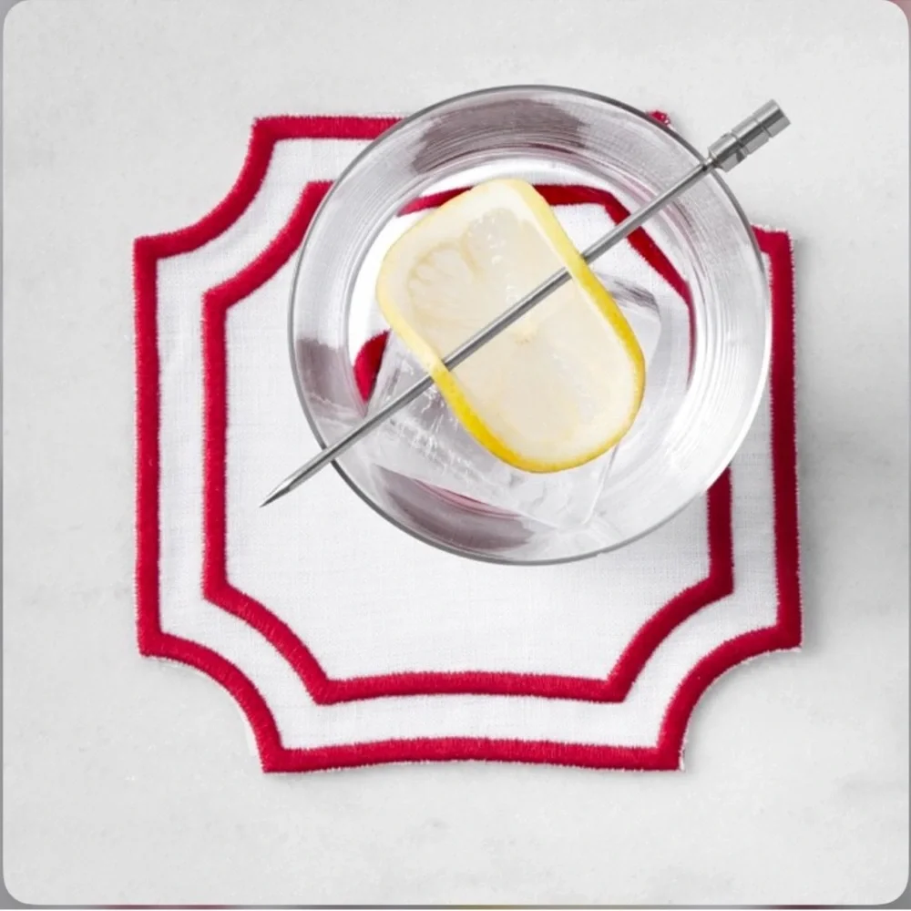 Williams Sonoma cartouche Red Heart Coasters Set